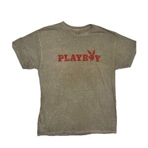 Playboy Cowgirl Graphic T-Shirt Tan Size Large Vintage Style New Logo